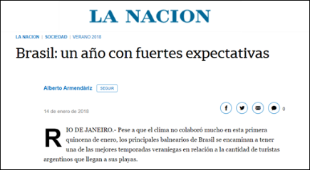 Verão brasileiro é destaque nos jornais argentinos